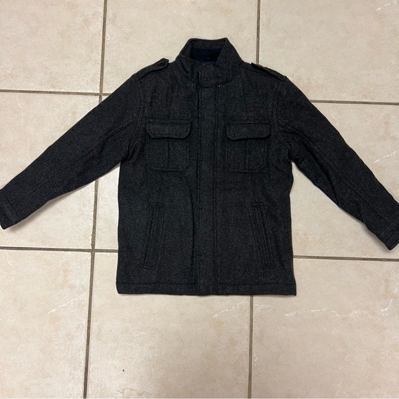 GAP Charcoal Military Field Jacket Kids Wool Blend Winter Cold Coat Size XL - Picture 2 of 5